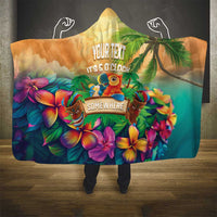 5 Oclock Somewhere Personalized Hooded Blanket Hawaii Parrots Plumeria Summer Vibe - Polynesian Pride