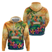 5 Oclock Somewhere Personalized Hoodie Hawaii Parrots Plumeria Summer Vibe - Polynesian Pride