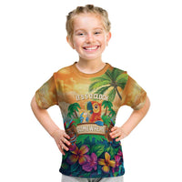 5 Oclock Somewhere Personalized Kid T Shirt Hawaii Parrots Plumeria Summer Vibe - Polynesian Pride