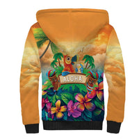 5 Oclock Somewhere Personalized Sherpa Hoodie Hawaii Parrots Plumeria Summer Vibe - Polynesian Pride