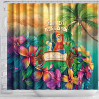5 Oclock Somewhere Personalized Shower Curtain Hawaii Parrots Plumeria Summer Vibe - Polynesian Pride