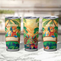 5 Oclock Somewhere Personalized Tumbler Cup Hawaii Parrots Plumeria Summer Vibe - Polynesian Pride