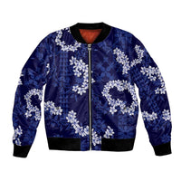 Mokihana Maile and Ilima Leis Bomber Jacket Uliuli Hawaiian Tapa Quilt Pattern - Polynesian Pride