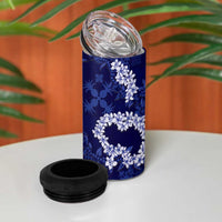 Mokihana Maile and Ilima Leis 4 in 1 Can Cooler Tumbler Uliuli Hawaiian Tapa Quilt Pattern - Polynesian Pride