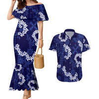 Mokihana Maile and Ilima Leis Couples Matching Mermaid Dress and Hawaiian Shirt Uliuli Hawaiian Tapa Quilt Pattern - Polynesian Pride