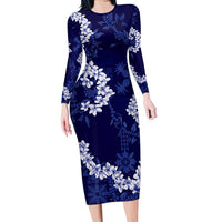 Mokihana Maile and Ilima Leis Family Matching Long Sleeve Bodycon Dress and Hawaiian Shirt Uliuli Hawaiian Tapa Quilt Pattern - Polynesian Pride