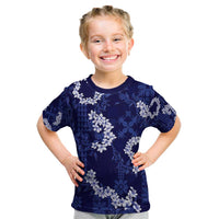 Mokihana Maile and Ilima Leis Kid T Shirt Uliuli Hawaiian Tapa Quilt Pattern - Polynesian Pride