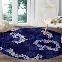 Mokihana Maile and Ilima Leis Round Carpet Uliuli Hawaiian Tapa Quilt Pattern - Polynesian Pride