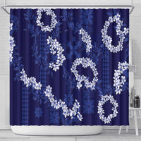 Mokihana Maile and Ilima Leis Shower Curtain Uliuli Hawaiian Tapa Quilt Pattern - Polynesian Pride