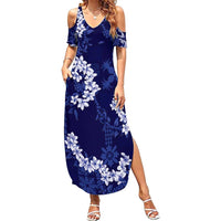 Mokihana Maile and Ilima Leis Summer Maxi Dress Uliuli Hawaiian Tapa Quilt Pattern - Polynesian Pride