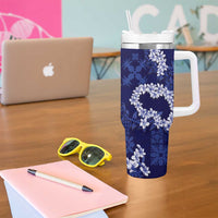 Mokihana Maile and Ilima Leis Tumbler With Handle Uliuli Hawaiian Tapa Quilt Pattern - Polynesian Pride