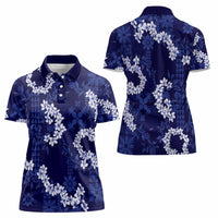 Mokihana Maile and Ilima Leis Women Polo Shirt Uliuli Hawaiian Tapa Quilt Pattern - Polynesian Pride