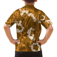 Mokihana Maile and Ilima Leis Family Matching Off Shoulder Short Dress and Hawaiian Shirt Alani Hawaiian Tapa Quilt Pattern - Polynesian Pride