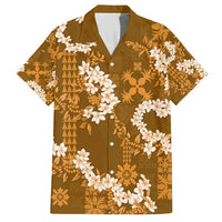 Mokihana Maile and Ilima Leis Family Matching Short Sleeve Bodycon Dress and Hawaiian Shirt Alani Hawaiian Tapa Quilt Pattern - Polynesian Pride