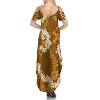 Mokihana Maile and Ilima Leis Family Matching Summer Maxi Dress and Hawaiian Shirt Alani Hawaiian Tapa Quilt Pattern - Polynesian Pride