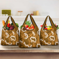 Mokihana Maile and Ilima Leis Grocery Bag Alani Hawaiian Tapa Quilt Pattern - Polynesian Pride