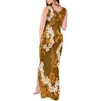 Mokihana Maile and Ilima Leis Tank Maxi Dress Alani Hawaiian Tapa Quilt Pattern - Polynesian Pride