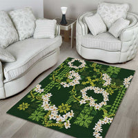Mokihana Maile and Ilima Leis Area Rug Omaʻomaʻo Hawaiian Tapa Quilt Pattern - Polynesian Pride