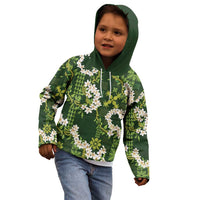Mokihana Maile and Ilima Leis Kid Hoodie Omaʻomaʻo Hawaiian Tapa Quilt Pattern - Polynesian Pride