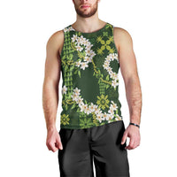 Mokihana Maile and Ilima Leis Men Tank Top Omaʻomaʻo Hawaiian Tapa Quilt Pattern - Polynesian Pride