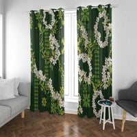 Mokihana Maile and Ilima Leis Window Curtain Omaʻomaʻo Hawaiian Tapa Quilt Pattern - Polynesian Pride