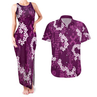 Mokihana Maile and Ilima Leis Couples Matching Tank Maxi Dress and Hawaiian Shirt Akala Hawaiian Tapa Quilt Pattern - Polynesian Pride