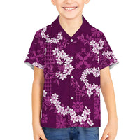 Mokihana Maile and Ilima Leis Family Matching Off Shoulder Short Dress and Hawaiian Shirt Akala Hawaiian Tapa Quilt Pattern LT9 Son's Shirt Pink - Polynesian Pride
