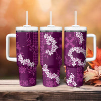 Mokihana Maile and Ilima Leis Tumbler With Handle Akala Hawaiian Tapa Quilt Pattern - Polynesian Pride