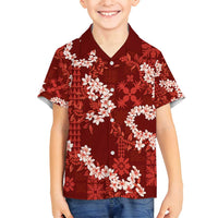 Mokihana Maile and Ilima Leis Family Matching Off Shoulder Maxi Dress and Hawaiian Shirt Ulaʻula Hawaiian Tapa Quilt Pattern LT9 Son's Shirt Red - Polynesian Pride