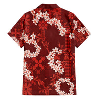 Mokihana Maile and Ilima Leis Family Matching Off Shoulder Short Dress and Hawaiian Shirt Ulaʻula Hawaiian Tapa Quilt Pattern LT9 - Polynesian Pride
