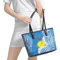 Personalized Palau 1994 Belau Rekid Leather Tote Bag Polynesian Plumeria Style