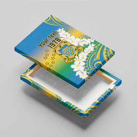 Personalised Tuvalu 1978 Independence Day Canvas Wall Art Polynesian Plumeria Style