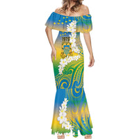 Personalised Tuvalu 1978 Independence Day Mermaid Dress Polynesian Plumeria Style