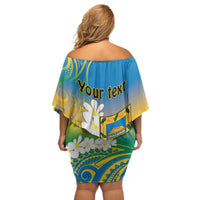Personalised Tuvalu 1978 Independence Day Off Shoulder Short Dress Polynesian Plumeria Style