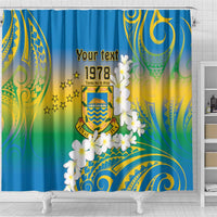 Personalised Tuvalu 1978 Independence Day Shower Curtain Polynesian Plumeria Style