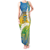 Personalised Tuvalu 1978 Independence Day Tank Maxi Dress Polynesian Plumeria Style