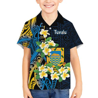 Personalised Tuvalu Beautiful Plumeria Flower Family Matching Short Sleeve Bodycon Dress and Hawaiian Shirt