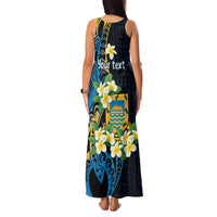Personalised Tuvalu Beautiful Plumeria Flower Family Matching Tank Maxi Dress and Hawaiian Shirt