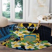 Personalised Tuvalu Beautiful Plumeria Flower Round Carpet