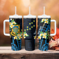 Personalised Tuvalu Beautiful Plumeria Flower Tumbler With Handle
