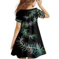 New Zealand Family Matching Off Shoulder Short Dress and Hawaiian Shirt Aotearoa Silver Fern Mixed Papua Shell Green Vibe LT9 - Polynesian Pride