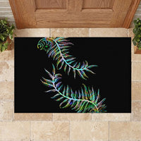 New Zealand Rubber Doormat Aotearoa Silver Fern Mixed Papua Shell Green Vibe LT9 - Polynesian Pride