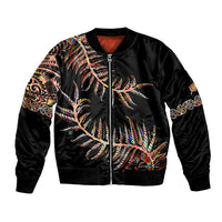 New Zealand Bomber Jacket Aotearoa Silver Fern Mixed Papua Shell Red Vibe LT9 Unisex Red - Polynesian Pride