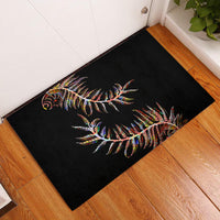 New Zealand Rubber Doormat Aotearoa Silver Fern Mixed Papua Shell Red Vibe LT9 Red - Polynesian Pride