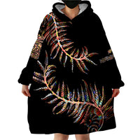 New Zealand Wearable Blanket Hoodie Aotearoa Silver Fern Mixed Papua Shell Red Vibe LT9 - Polynesian Pride