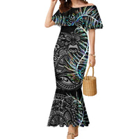 Custom New Zealand Rugby Mermaid Dress NZ Black Fern Champions History With Papua Shell LT9 Women Black - Polynesian Pride