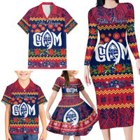 Personalised Guam Christmas Family Matching Long Sleeve Bodycon Dress and Hawaiian Shirt Felis Pusgua Santa Beach Polynesian Pattern LT9 - Polynesian Pride