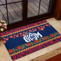 Personalised Guam Christmas Rubber Doormat Felis Pusgua Santa Beach Polynesian Pattern LT9 - Polynesian Pride