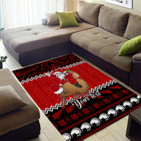 Personalised New Zealand Christmas Area Rug Kiwi Santa Claus Maori Meri Kirihimete LT9 - Polynesian Pride