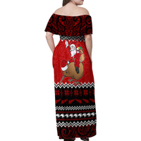 Personalised New Zealand Christmas Family Matching Off Shoulder Maxi Dress and Hawaiian Shirt Kiwi Santa Claus Maori Meri Kirihimete LT9 - Polynesian Pride